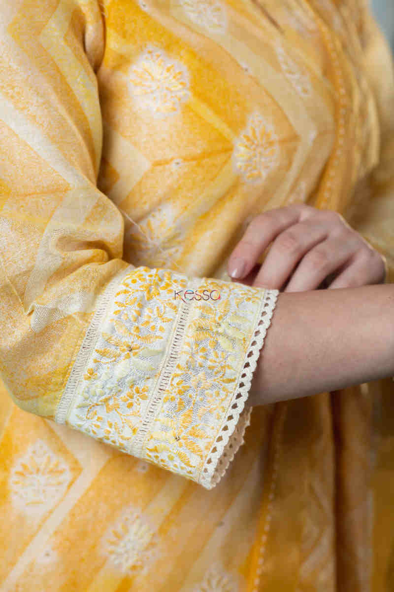 Image for Kusvaa Ws882 Namasya Chanderi Kurta Dupatta Set Sleeve
