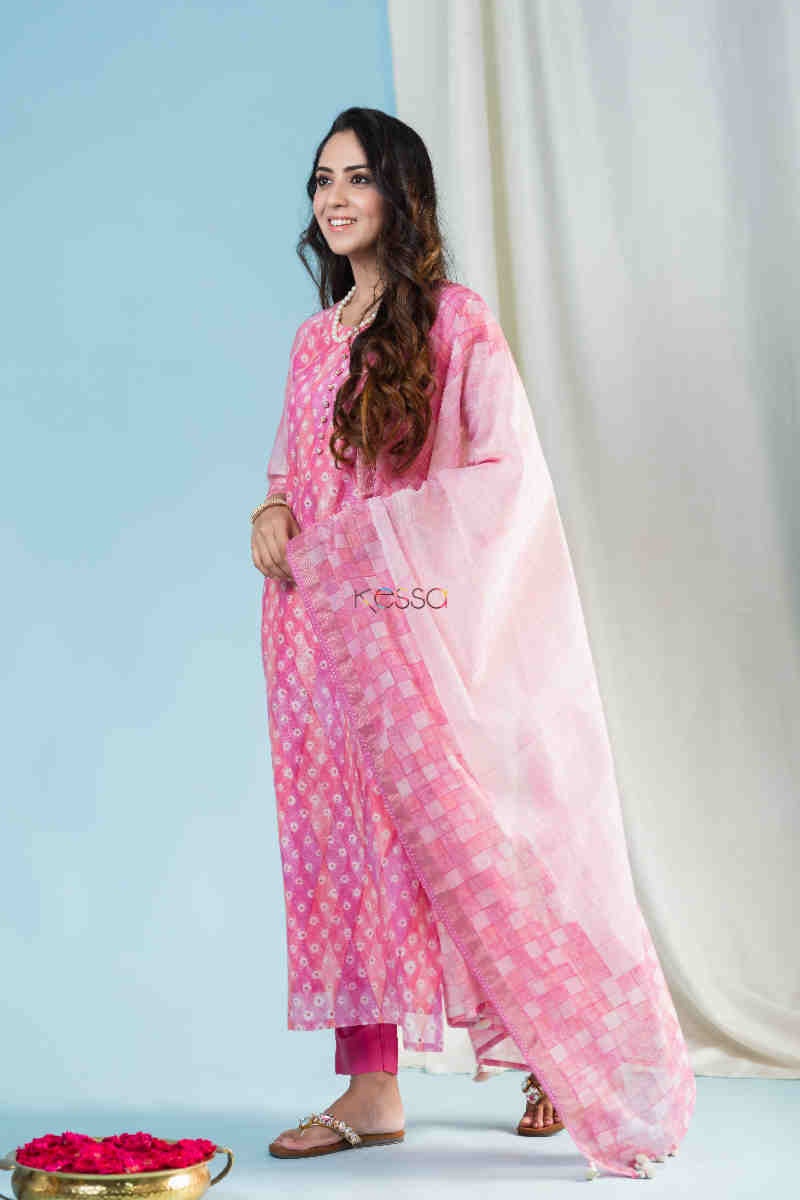 Image for Kusvaa Ws883 Adrita Chanderi Kurta Dupatta Set Side