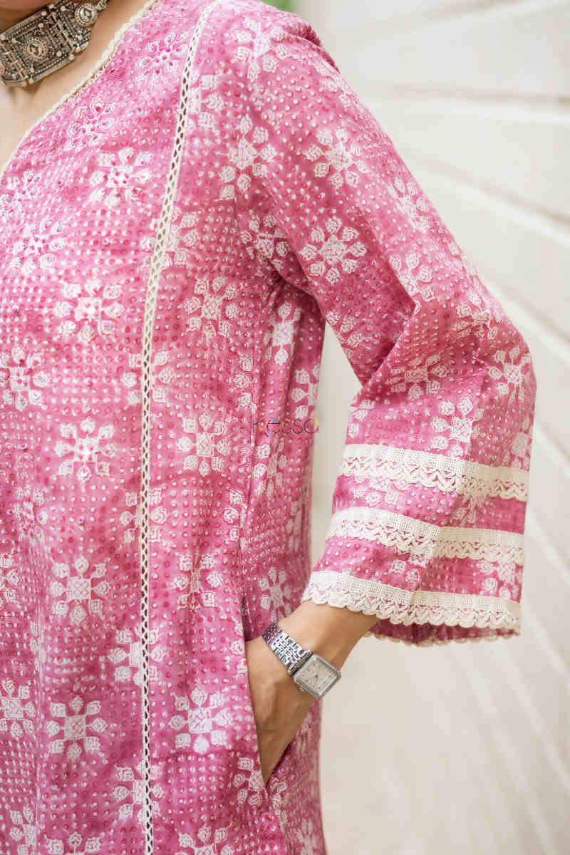 Image for Kusvaa Wsr303 Ishani Block Print Kurta Pant Set Pocket