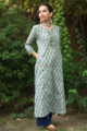 Image for Kusvaa Wsr304 Maina Block Print Straight Fit Kurta Side
