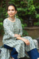 Image for Kusvaa Wsr304 Maina Block Print Straight Fit Kurta Sitting