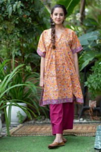 Image for Kusvaa Wsr311 Hamsini Block Print Short Kaftan Featured