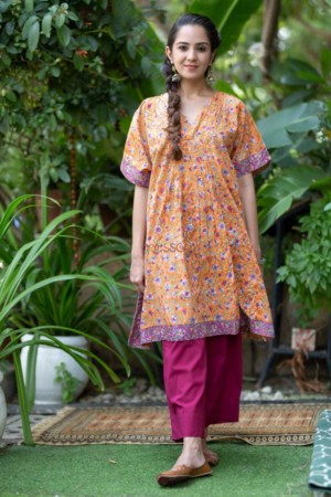 Image for Kusvaa Wsr311 Hamsini Block Print Short Kaftan Featured