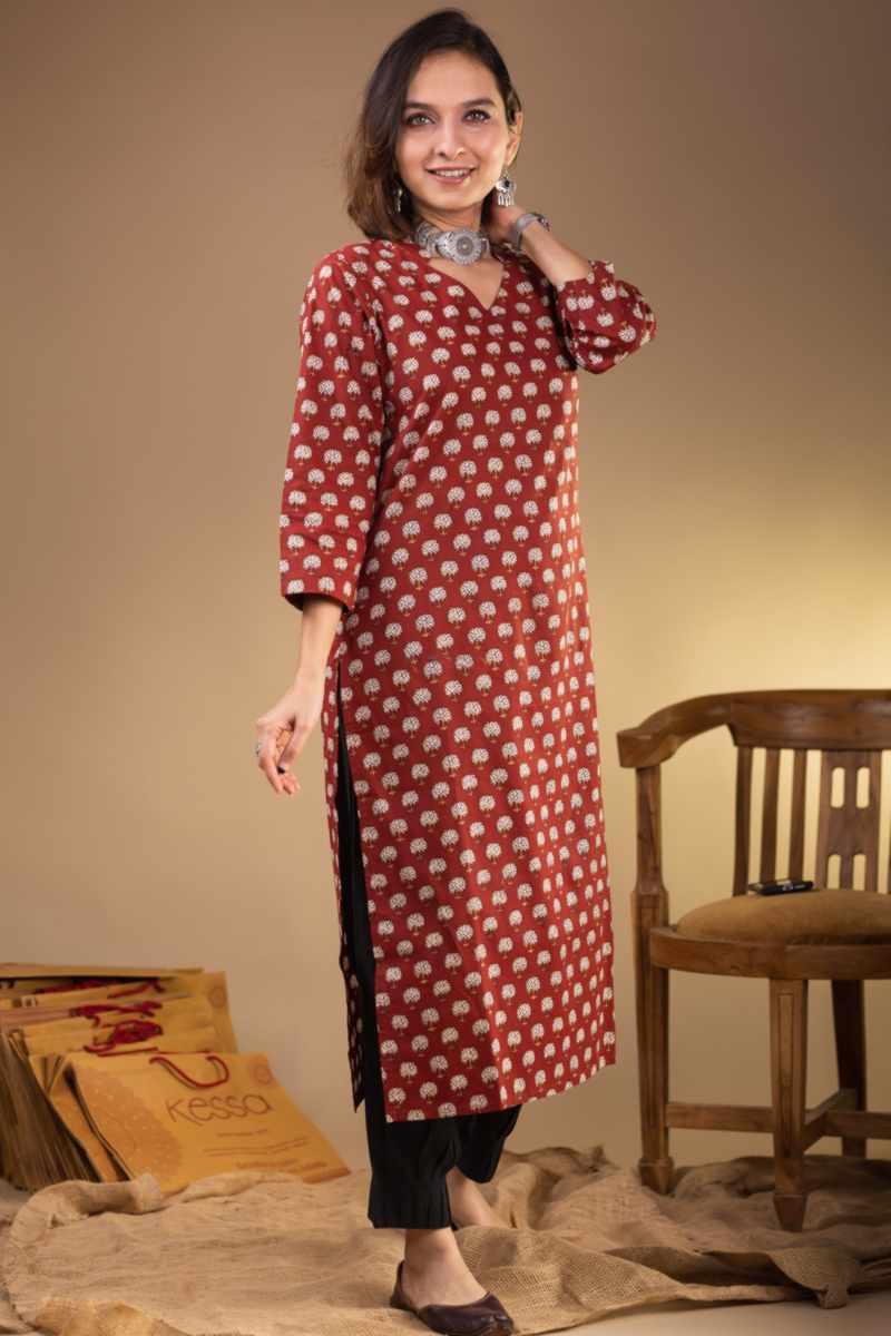 Image for Taf86 Nandika Cotton Straight Kurta Featured New