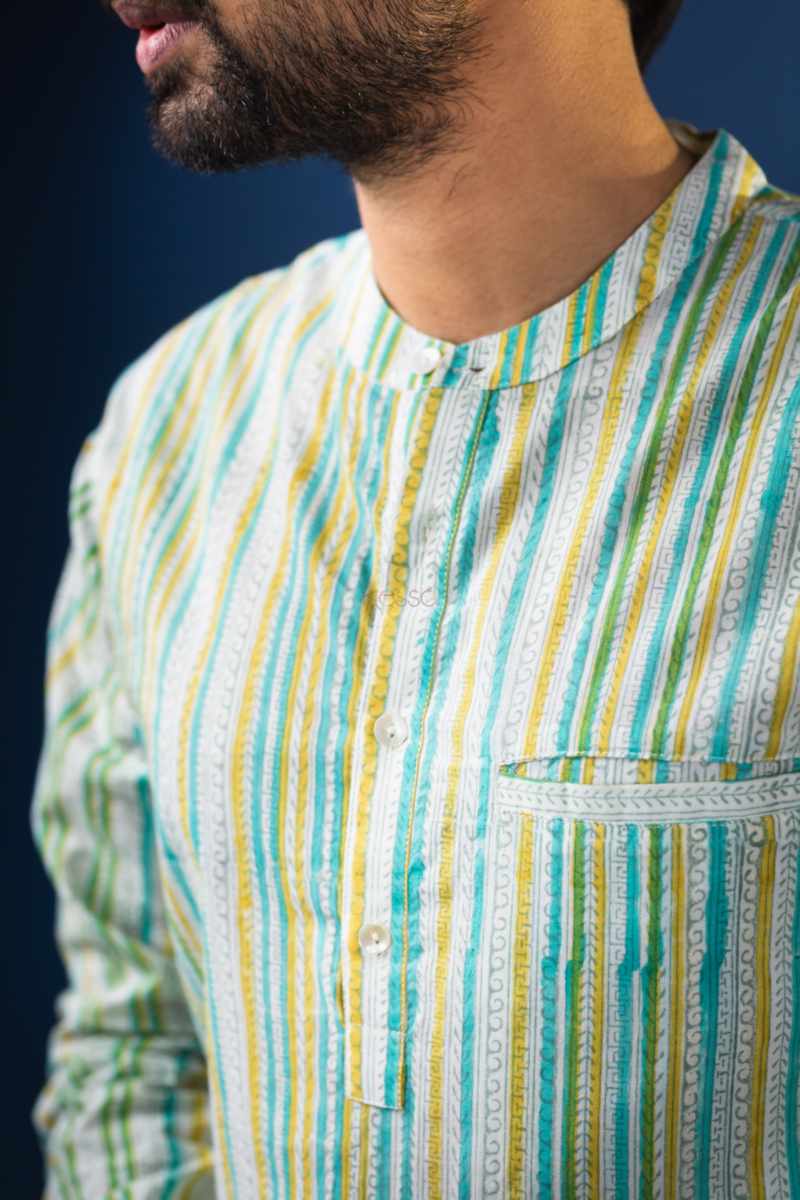 Image for Kusvaa Bpr09 Adhrit Stripes Men Shirt Closeup