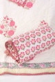 Image for Kusvaa Kaq214 Porcelain White Rose Bud Pink Single Bed Quilt Closeup