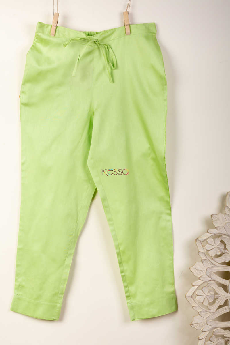Image for Kusvaa Wfs01 Zaam Silk Cotton Pant Light Green Sitting