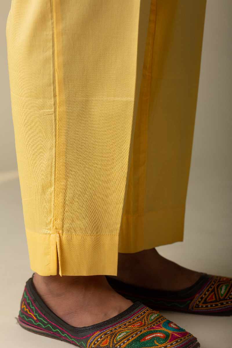 Image for Kusvaa Wfs01 Zaam Silk Cotton Pant Yellow Closeup New
