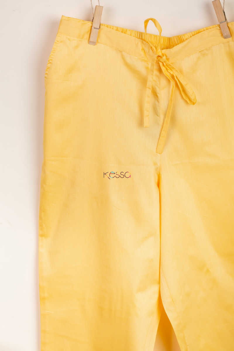 Image for Kusvaa Wfs01 Zaam Silk Cotton Pant  Yellow Closeup