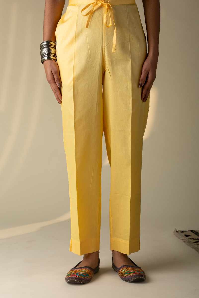 Image for Kusvaa Wfs01 Zaam Silk Cotton Pant Yellow Featured New