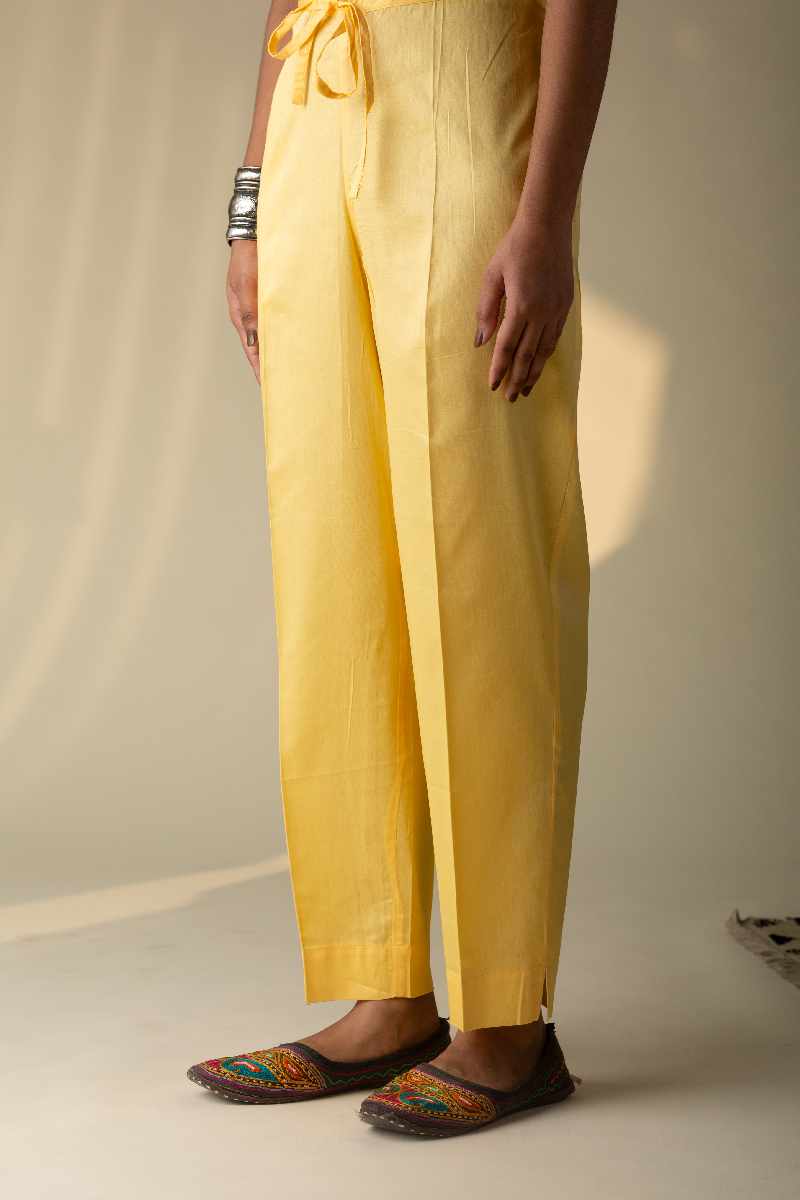 Image for Kusvaa Wfs01 Zaam Silk Cotton Pant Yellow Front New