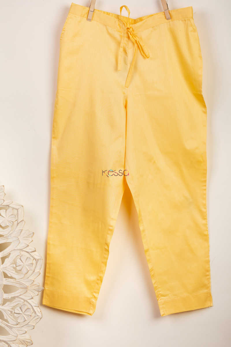 Image for Kusvaa Wfs01 Zaam Silk Cotton Pant  Yellow Front