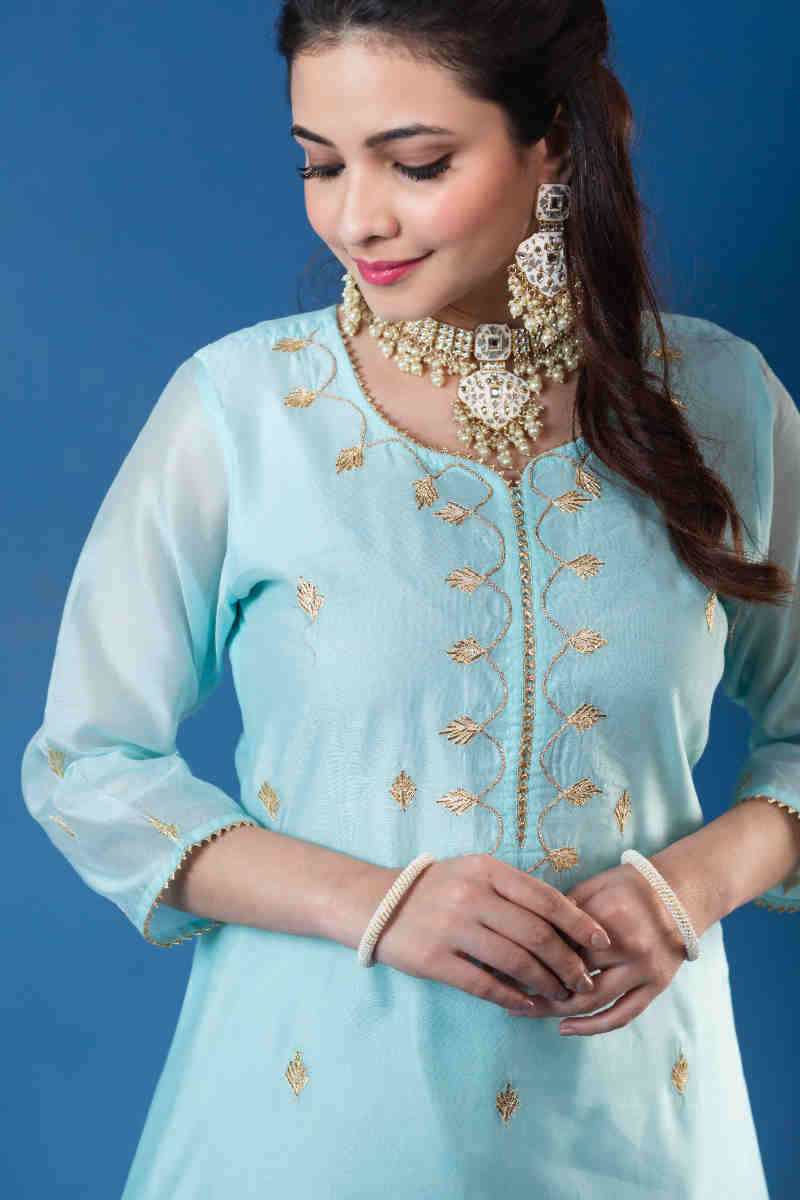 Image for Kusvaa Ws886 Trishana Chanderi Straight Kurta Top