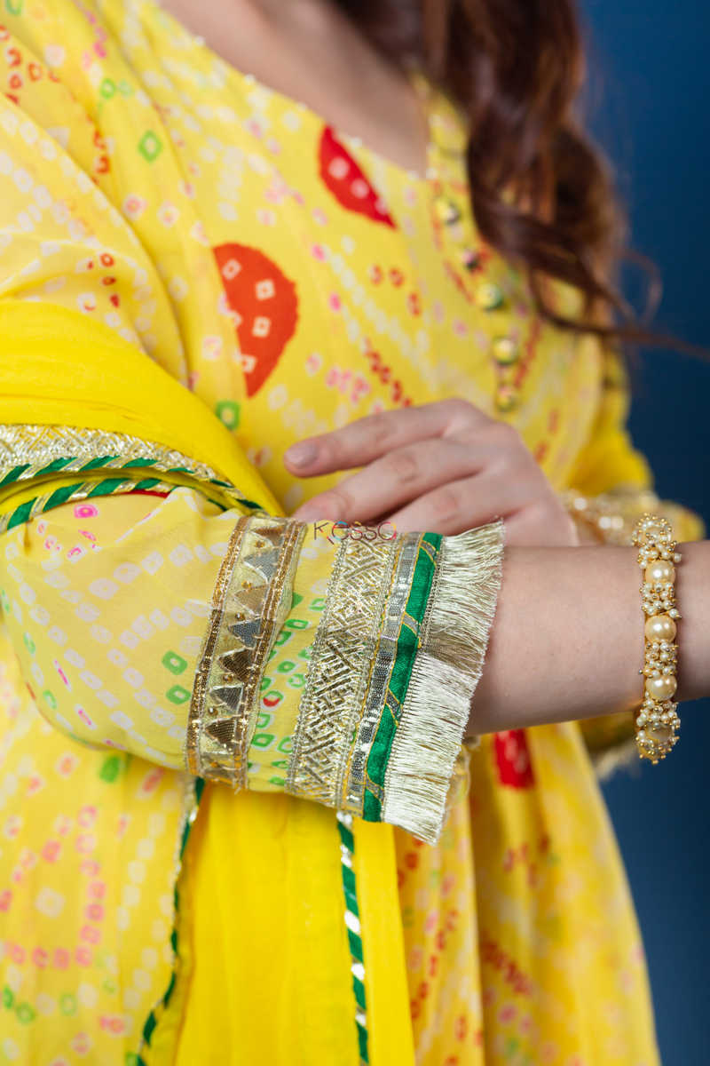 Image for Kusvaa Ws889 Ojaswani Georgett Kalidaar Kurta Closeup 2