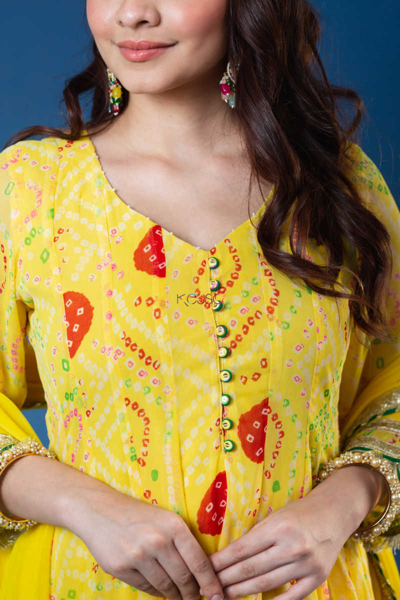 Image for Kusvaa Ws889 Ojaswani Georgett Kalidaar Kurta Closeup
