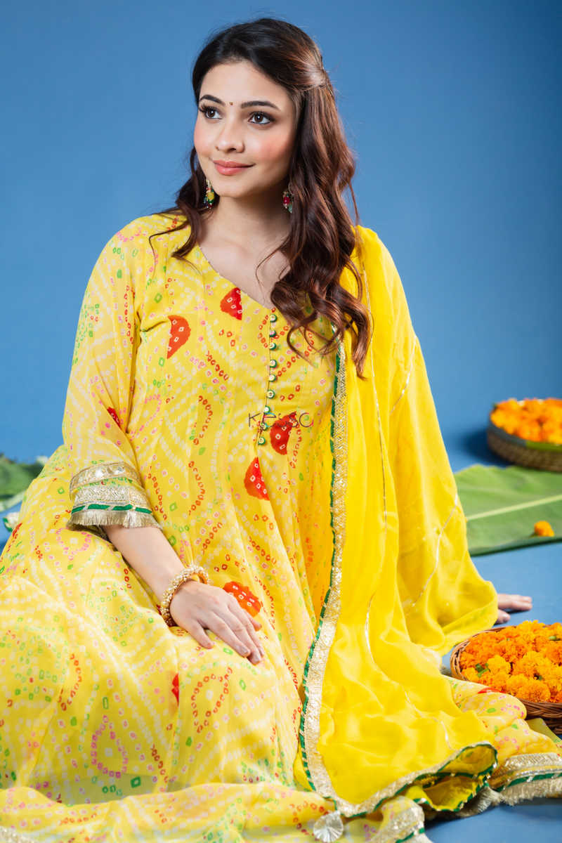 Image for Kusvaa Ws889 Ojaswani Georgett Kalidaar Kurta Sitting