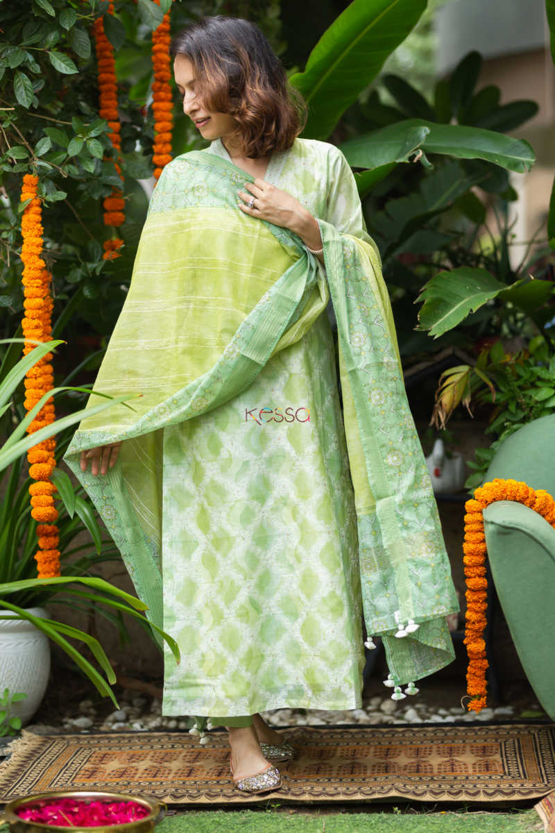 Image for Kusvaa Ws890 Baruni Chanderi Silk Straight Kurta With Dupatta Side