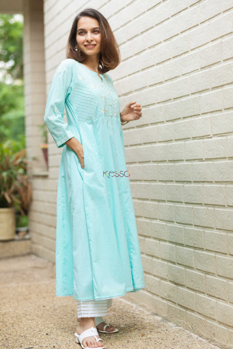 Image for Kusvaa Ws891 Mridula Cotton Dobby A Line Kurta Side