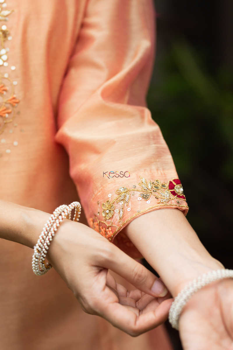 Image for Kusvaa Ws894 Hima Chanderi Straight Fit Kurta Closeup 2