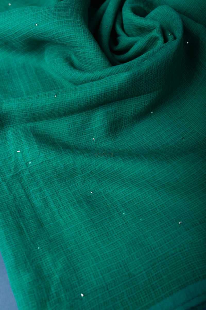 Image for Bprdupatta01 Cotton Kota Doria Dupatta Rama Green Closeup 2
