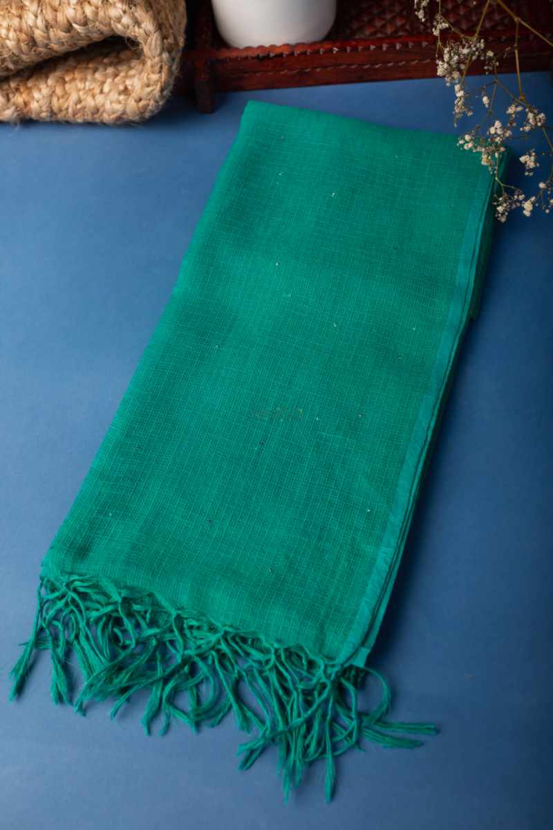 Image for Bprdupatta01 Cotton Kota Doria Dupatta Rama Green Closeup