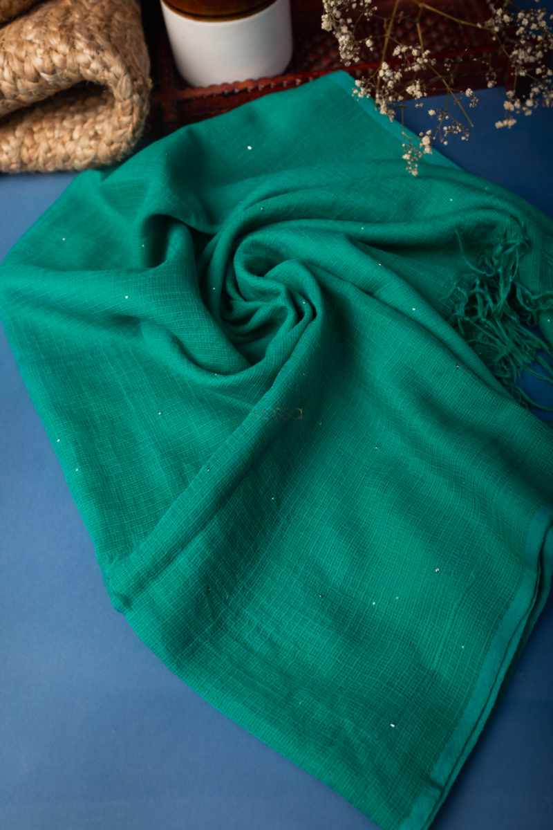 Image for Bprdupatta01 Cotton Kota Doria Dupatta Rama Green Sitting