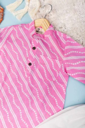 Image for Kusvaa Aj67 Ojas Bandhani Print Boy Kurta Closeup 2
