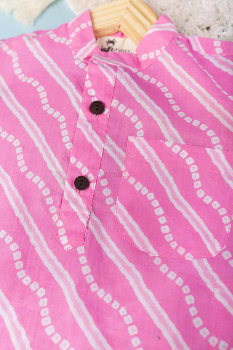 Image for Kusvaa Aj67 Ojas Bandhani Print Boy Kurta Closeup