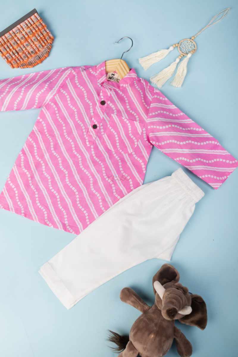 Image for Kusvaa Aj67 Ojas Bandhani Print Boy Kurta Front