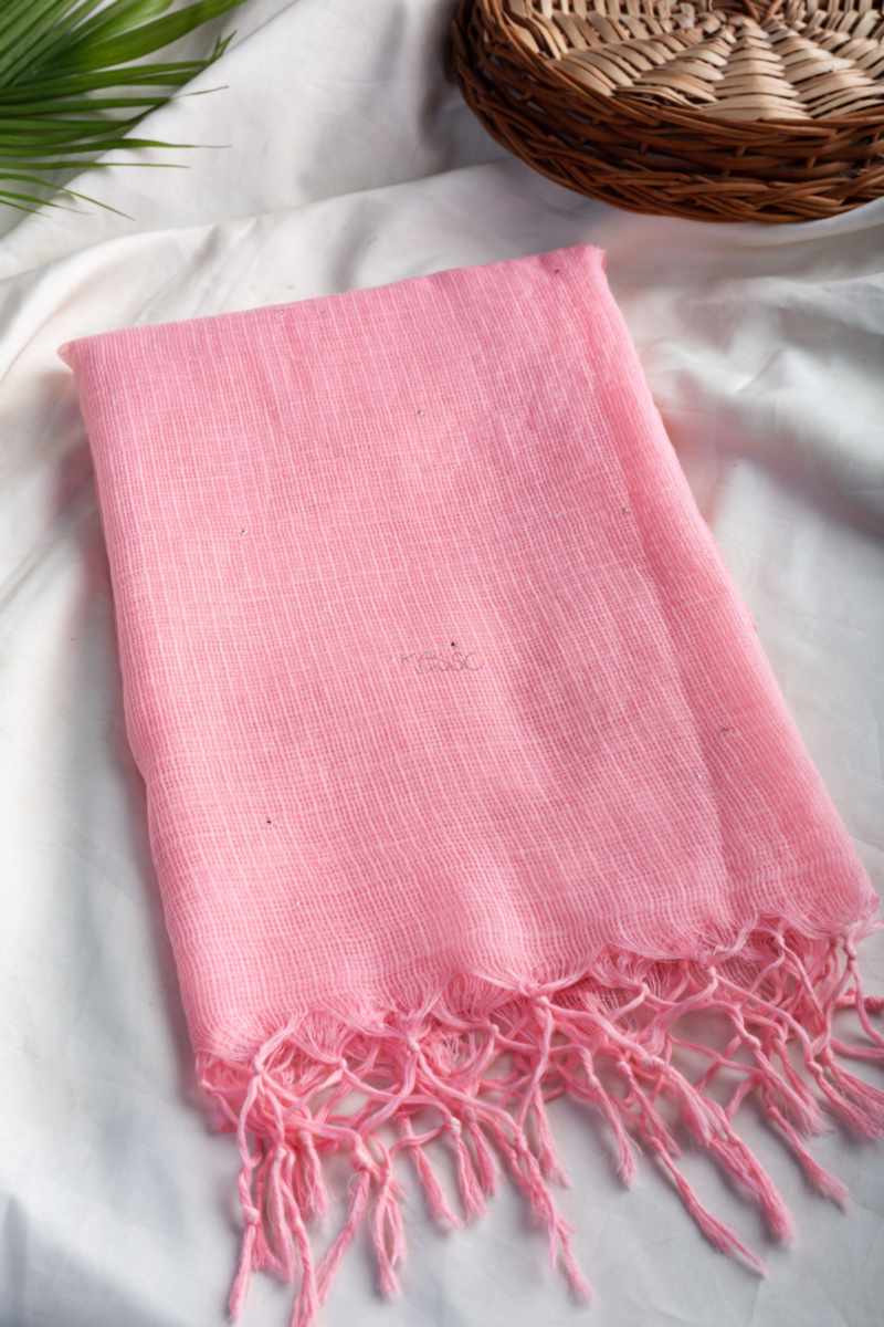 Image for Kusvaa Bprdupatta01 Cotton Kota Doria Dupatta Candy Pink Side