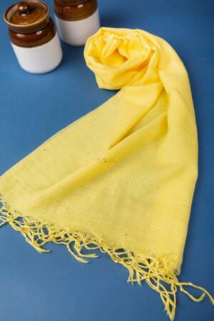 Image for Kusvaa Bprdupatta01 Cotton Kota Doria Dupatta Lemon Side
