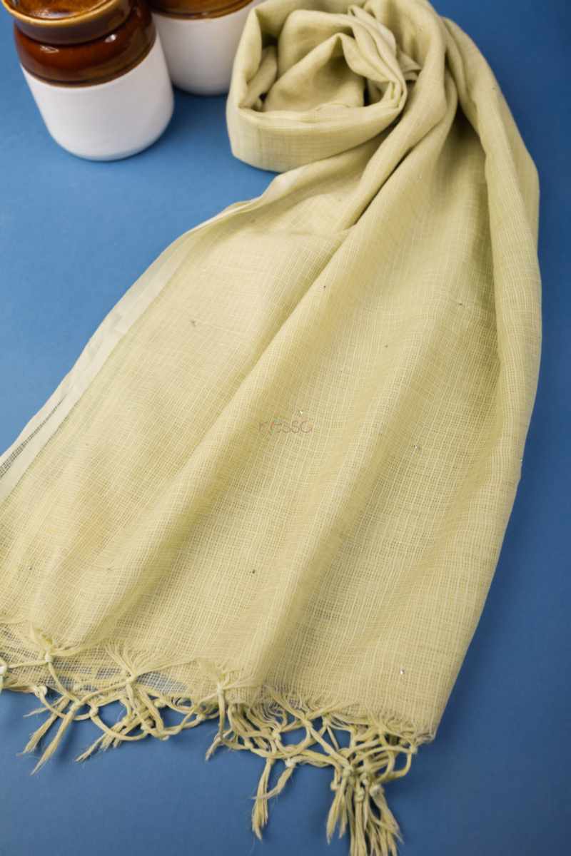 Image for Kusvaa Bprdupatta01 Cotton Kota Doria Dupatta Light Green Front