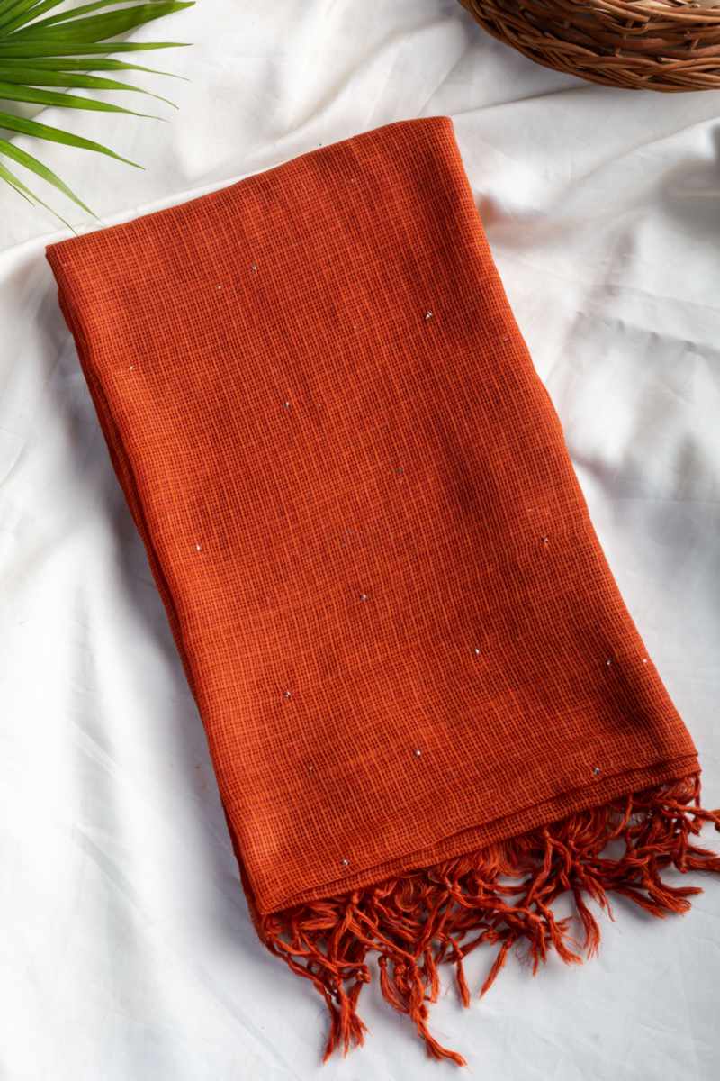Image for Kusvaa Bprdupatta01 Cotton Kota Doria Dupatta Rust Featured