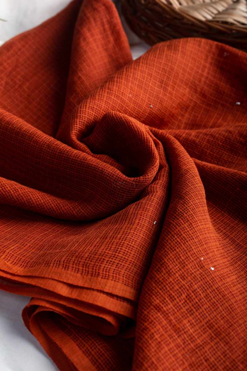 Image for Kusvaa Bprdupatta01 Cotton Kota Doria Dupatta Rust Front