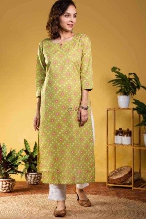 Image for Kusvaa De150 Naina Regular Wear Straight Fit Kurta Featured New