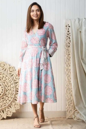 Image for Kusvaa Kcb33 Reva Modal Angrakha Dress Side