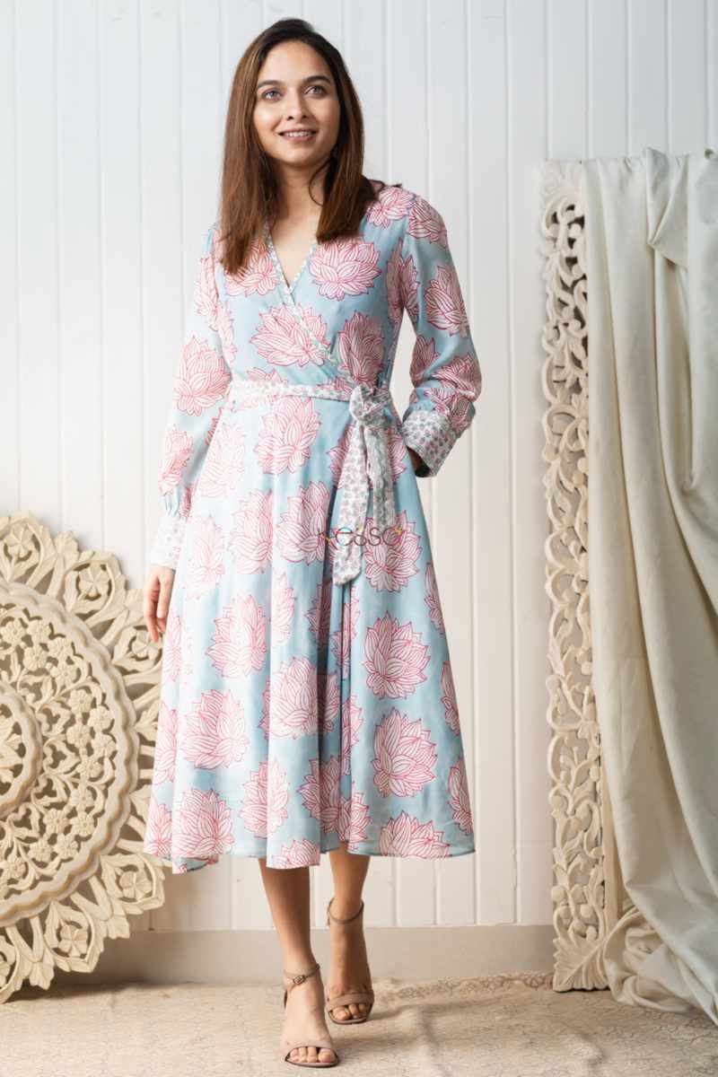 Image for Kusvaa Kcb33 Reva Modal Angrakha Dress Side