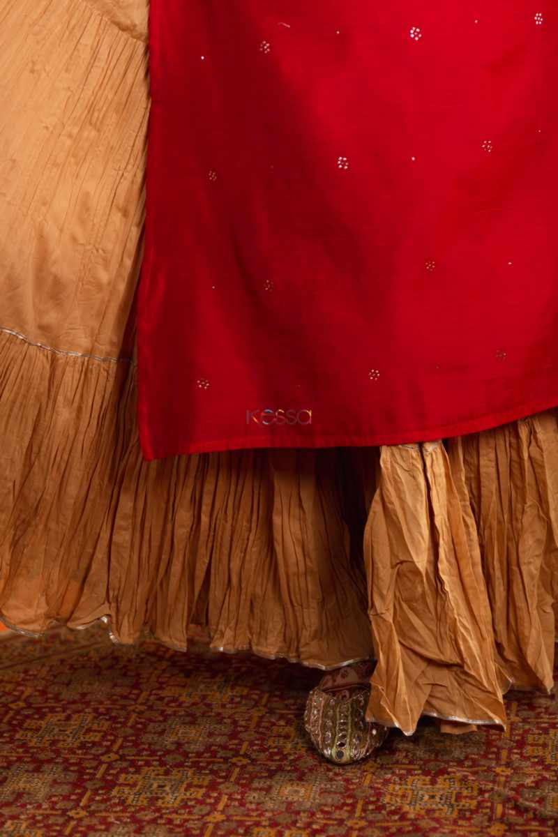 Image for Kusvaa Sap17 Crushed Cotton Sharara Beige Side