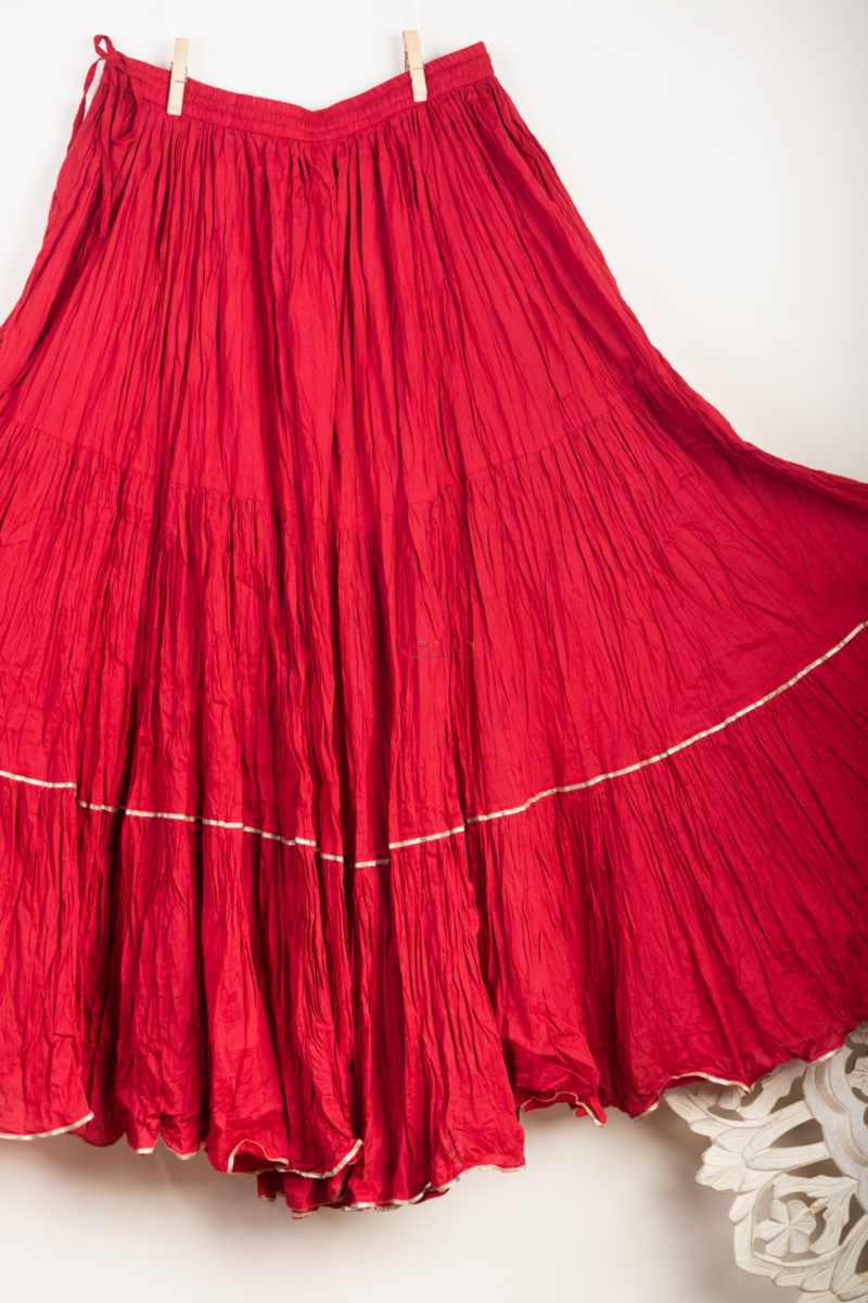 Image for Kusvaa Sap17 Crushed Cotton Sharara Maroon Front New