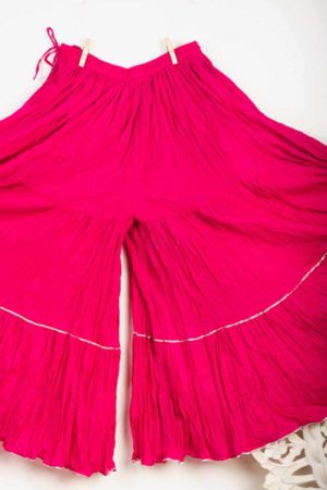 Image for Kusvaa Sap17 Crushed Cotton Sharara Mj.pink Closeup 2