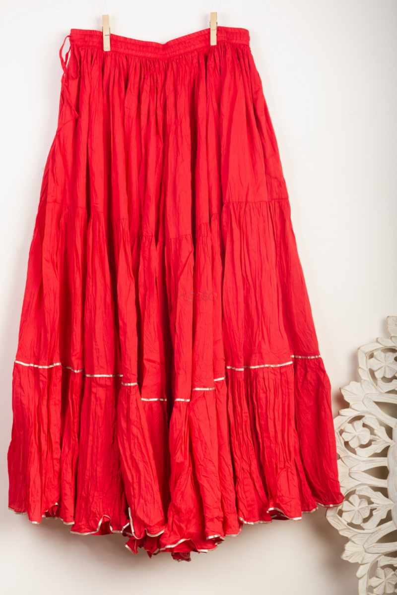 Image for Kusvaa Sap17 Crushed Cotton Sharara Red Side New