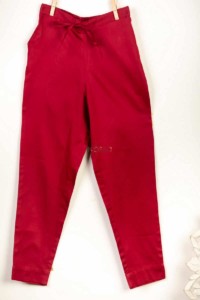 Image for Kusvaa Wfs01 Zaam Silk Cotton Pant Maroon Closeup 2 New