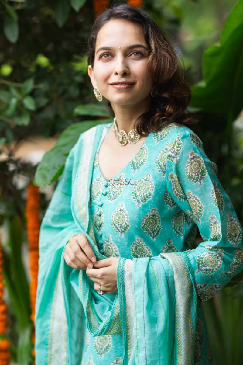 Image for Kusvaa Ws899 Aarushi Chanderi Kurta With Dupatta Closeup 2
