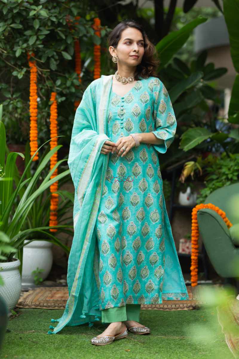 Image for Kusvaa Ws899 Aarushi Chanderi Kurta With Dupatta Front