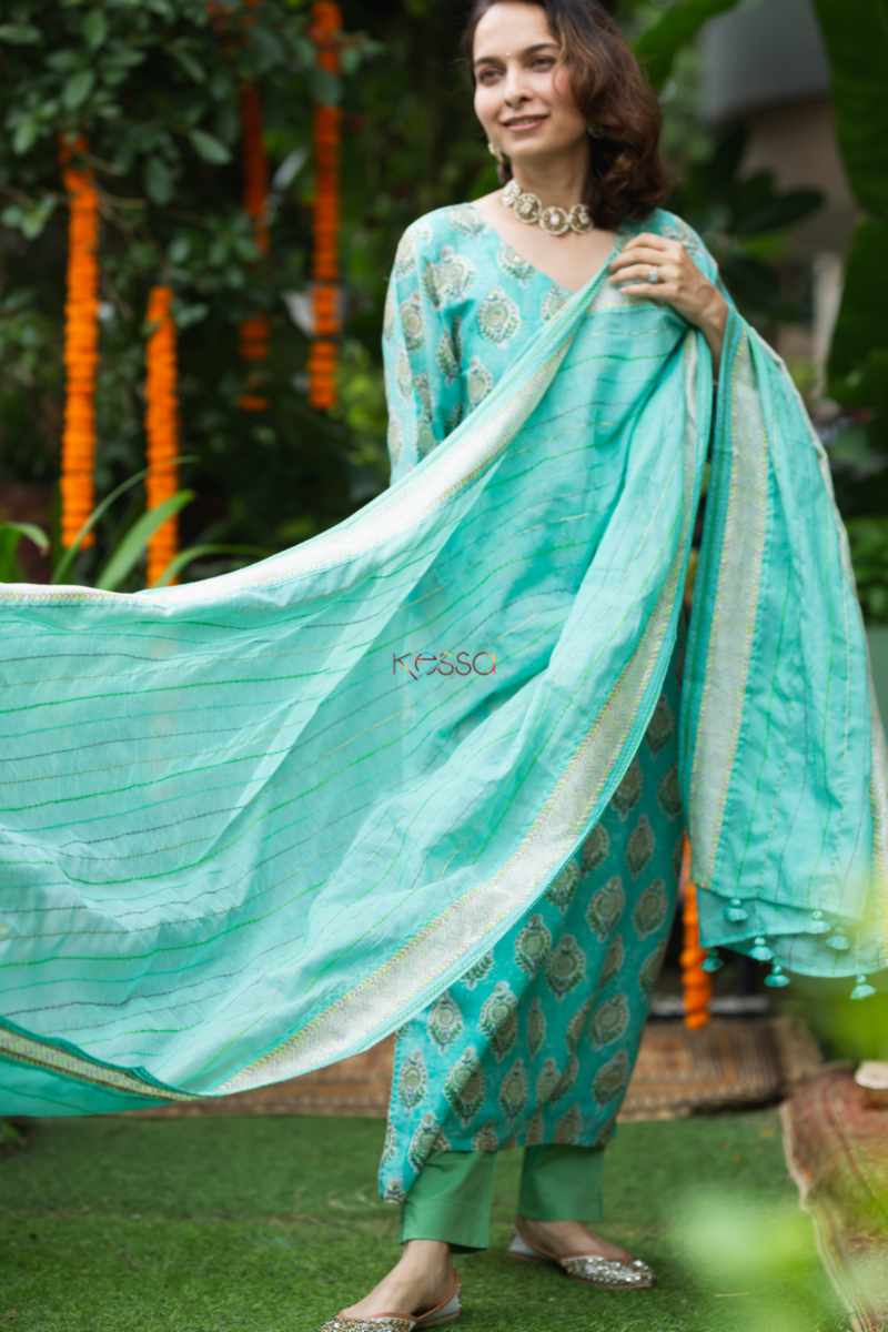 Image for Kusvaa Ws899 Aarushi Chanderi Kurta With Dupatta Side