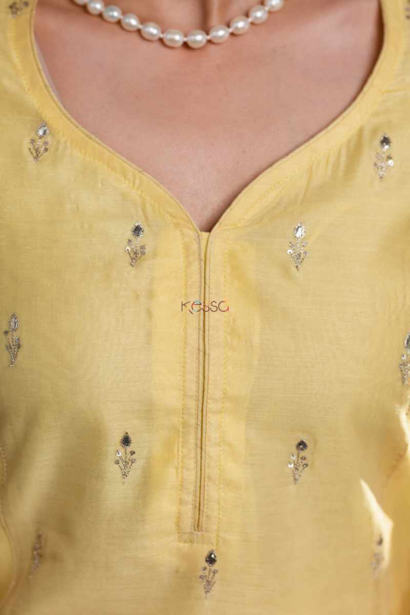 Image for Kusvaa Ws905 Osha Chanderi Straight Kurta Closeup