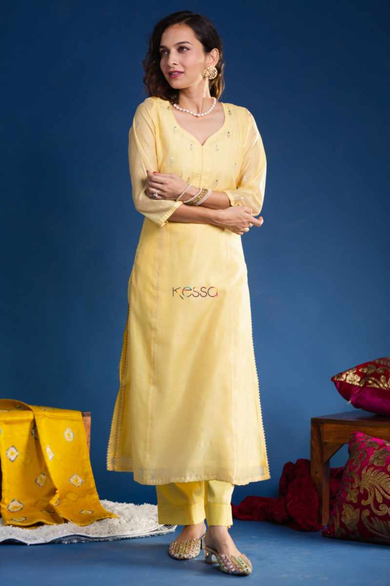 Image for Kusvaa Ws905 Osha Chanderi Straight Kurta Front