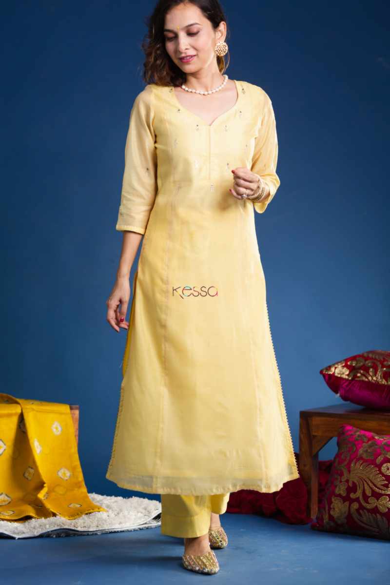 Image for Kusvaa Ws905 Osha Chanderi Straight Kurta Side