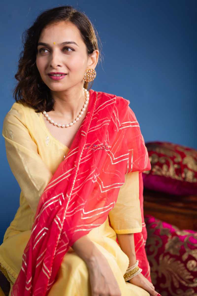 Image for Kusvaa Ws905 Osha Chanderi Straight Kurta Sitting