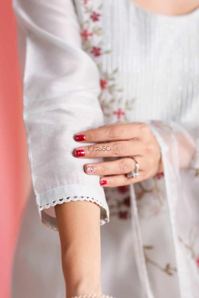 Image for Kusvaa Ws911 Hanita Chanderi Kurta With Organza Dupatta Closeup 2
